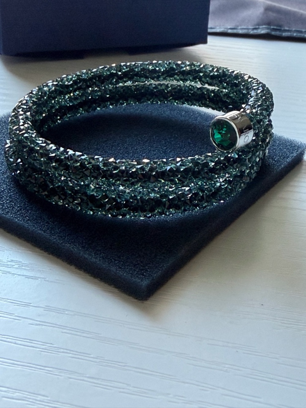 Crystal Wrap Bracelet with Emerald Green Swarovski Stones